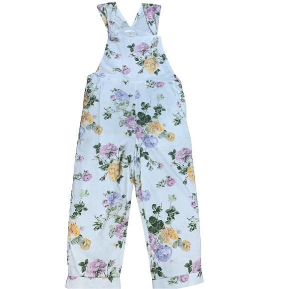Loveshack Fancy Daffy Floral Overalls Sz S Cottagecore Garden girl Feminine Boho - Picture 2 of 8